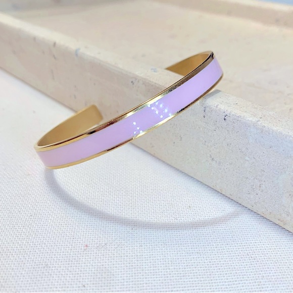 None Jewelry - ✨Gold Trim Cuff Classic Square Enamel Pink Waterproof Bracelet